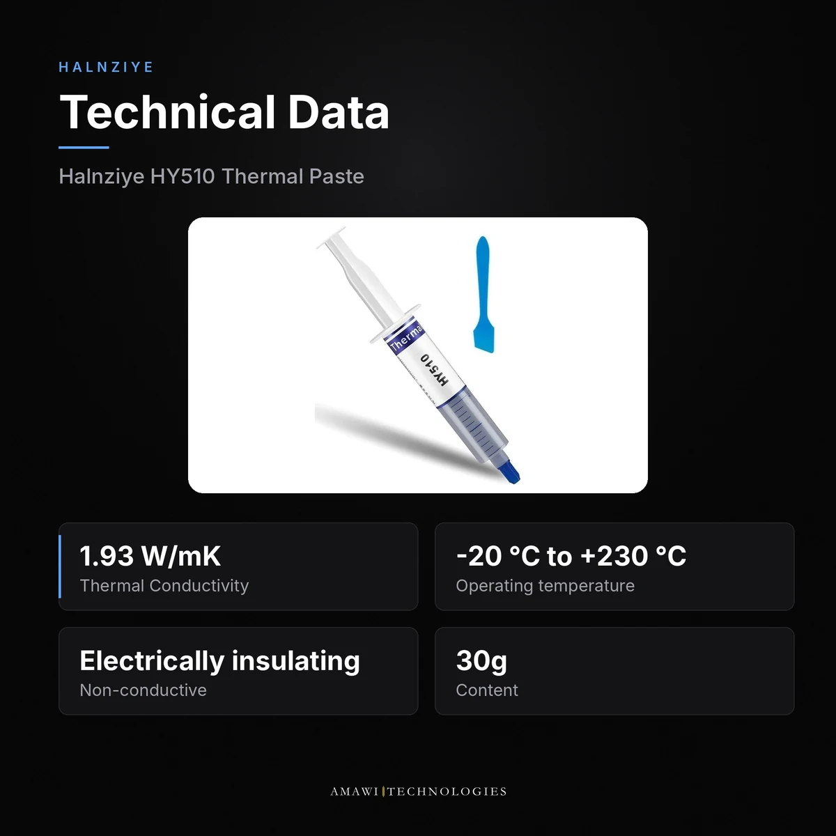 Halnziye HY510 Thermal Paste – 1.93 W/mK 30g thumbnail 2